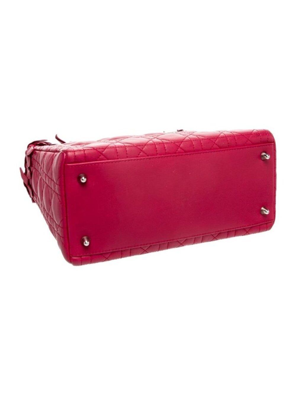 Christian Dior Cannage Ruffle Medium Lady Dior Red Leather Bag - Picture 4 of 5